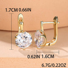 Six Claw Stone Drop Clip On Earrings Bride Wedding Jewelry Gift