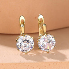 Six Claw Stone Drop Clip On Earrings Bride Wedding Jewelry Gift