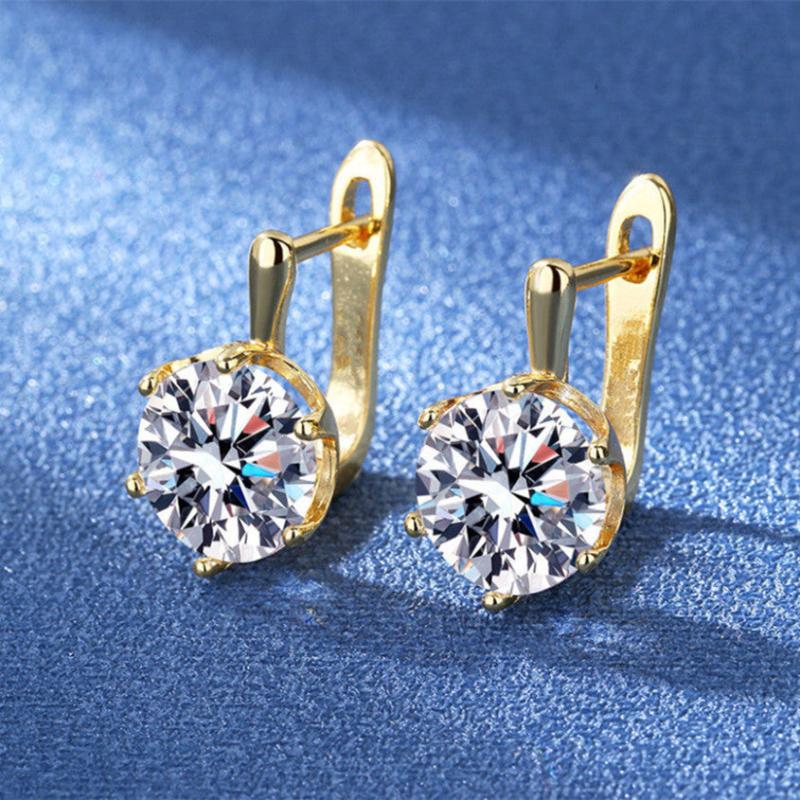 Six Claw Stone Drop Clip On Earrings Bride Wedding Jewelry Gift
