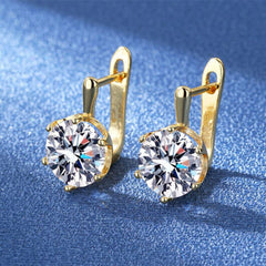 Six Claw Stone Drop Clip On Earrings Bride Wedding Jewelry Gift
