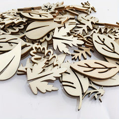 20pcs DIY Wooden Blank Mixed Leaves Shapes for Kids Crafting
