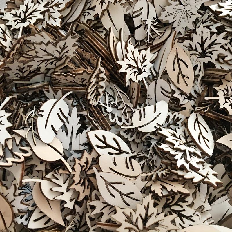 20pcs DIY Wooden Blank Mixed Leaves Shapes for Kids Crafting