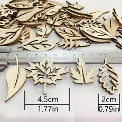 20pcs DIY Wooden Blank Mixed Leaves Shapes for Kids Crafting