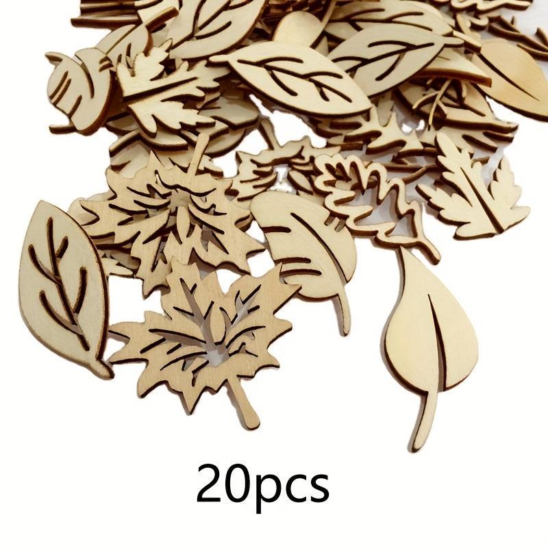 20pcs DIY Wooden Blank Mixed Leaves Shapes for Kids Crafting