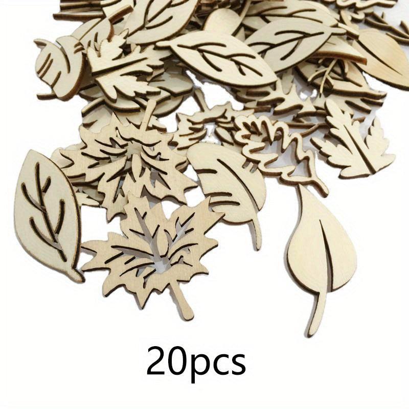 20pcs DIY Wooden Blank Mixed Leaves Shapes for Kids Crafting