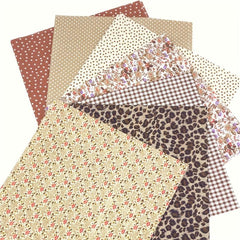 7pcs Coffee Floral Cotton Fabric Quilting Patchwork Fat Quarter