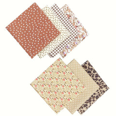 7pcs Coffee Floral Cotton Fabric Quilting Patchwork Fat Quarter