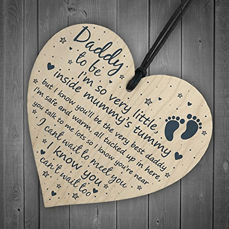 Daddy To Be Sign Baby Shower Dad Gift Wood Heart Party Decoration