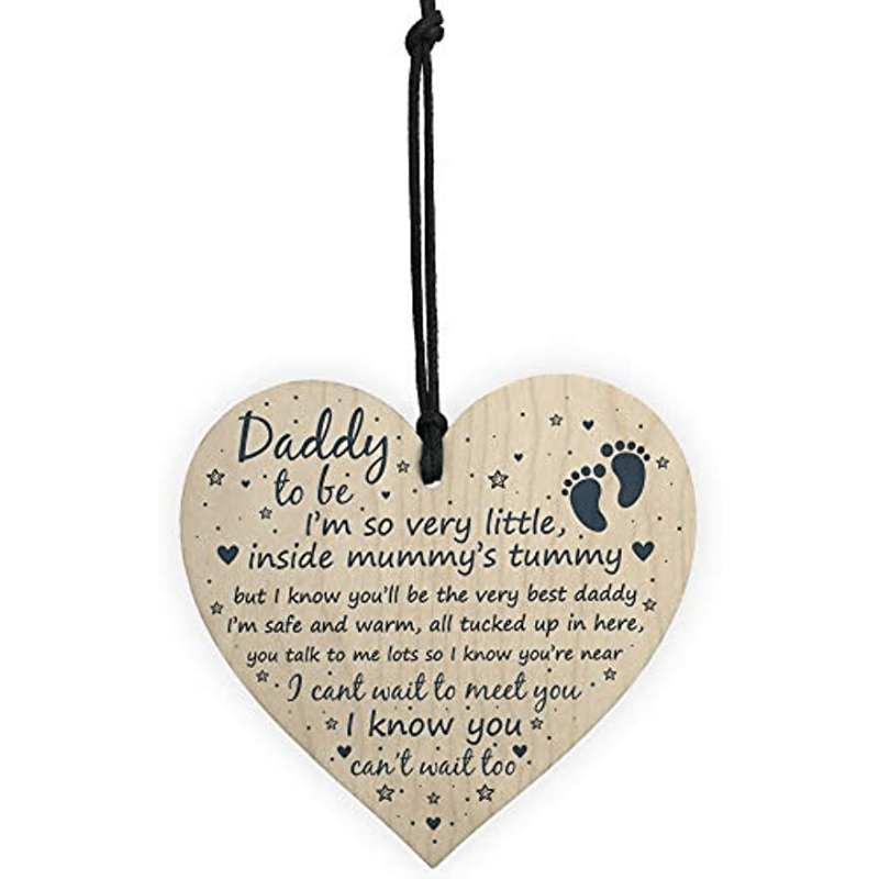 Daddy To Be Sign Baby Shower Dad Gift Wood Heart Party Decoration