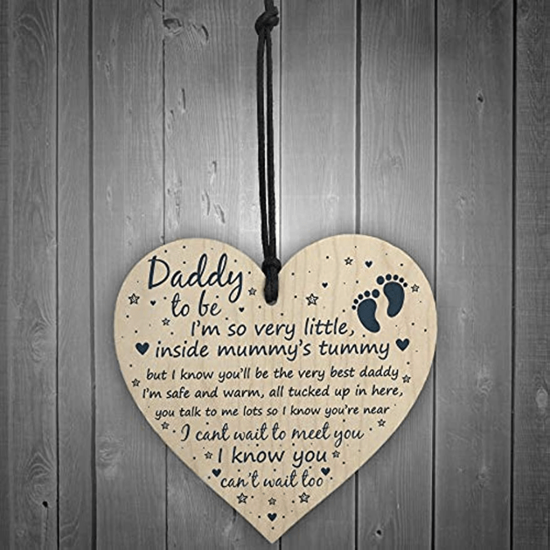 Daddy To Be Sign Baby Shower Dad Gift Wood Heart Party Decoration