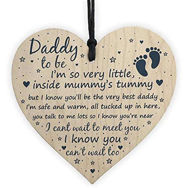 Daddy To Be Sign Baby Shower Dad Gift Wood Heart Party Decoration