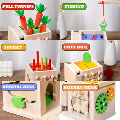 Wooden Montessori Toy Carrot Shape Matching Cognition Puzzle Sensory Toy