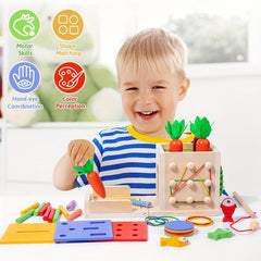 Wooden Montessori Toy Carrot Shape Matching Cognition Puzzle Sensory Toy
