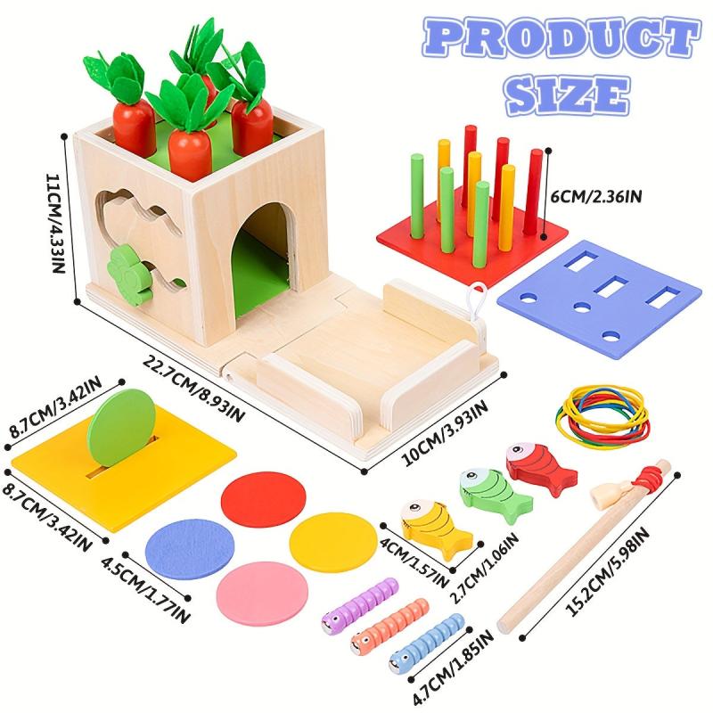 Wooden Montessori Toy Carrot Shape Matching Cognition Puzzle Sensory Toy