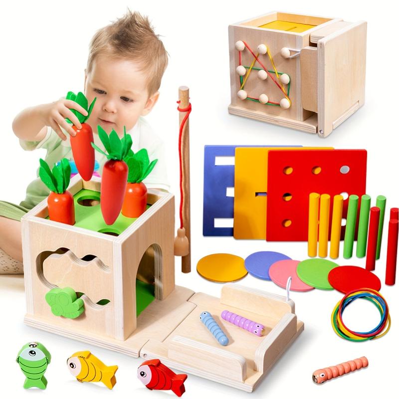 Wooden Montessori Toy Carrot Shape Matching Cognition Puzzle Sensory Toy