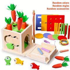 Wooden Montessori Toy Carrot Shape Matching Cognition Puzzle Sensory Toy