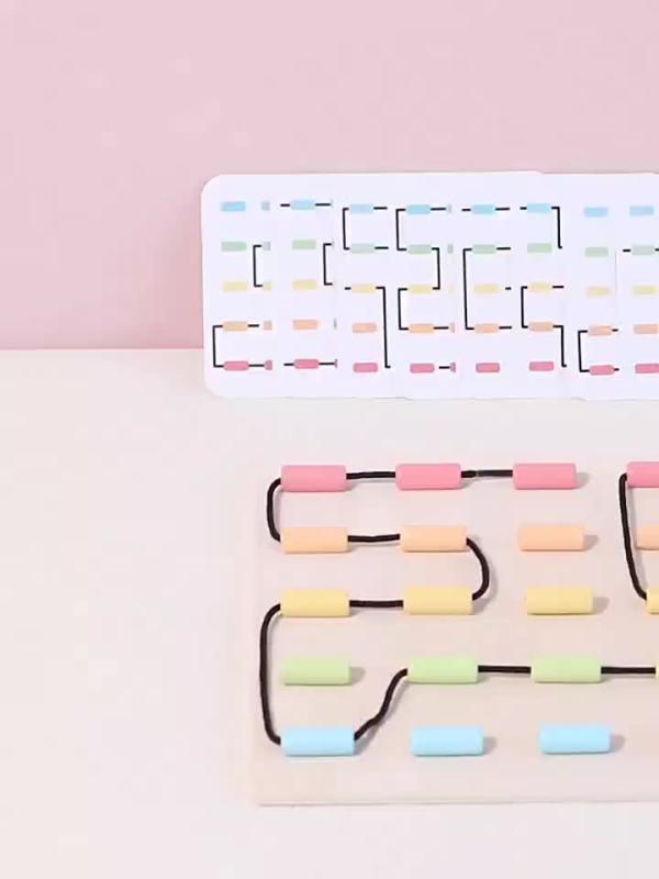 Wooden Rope Threading Game Hand eye Coordination Education Toy