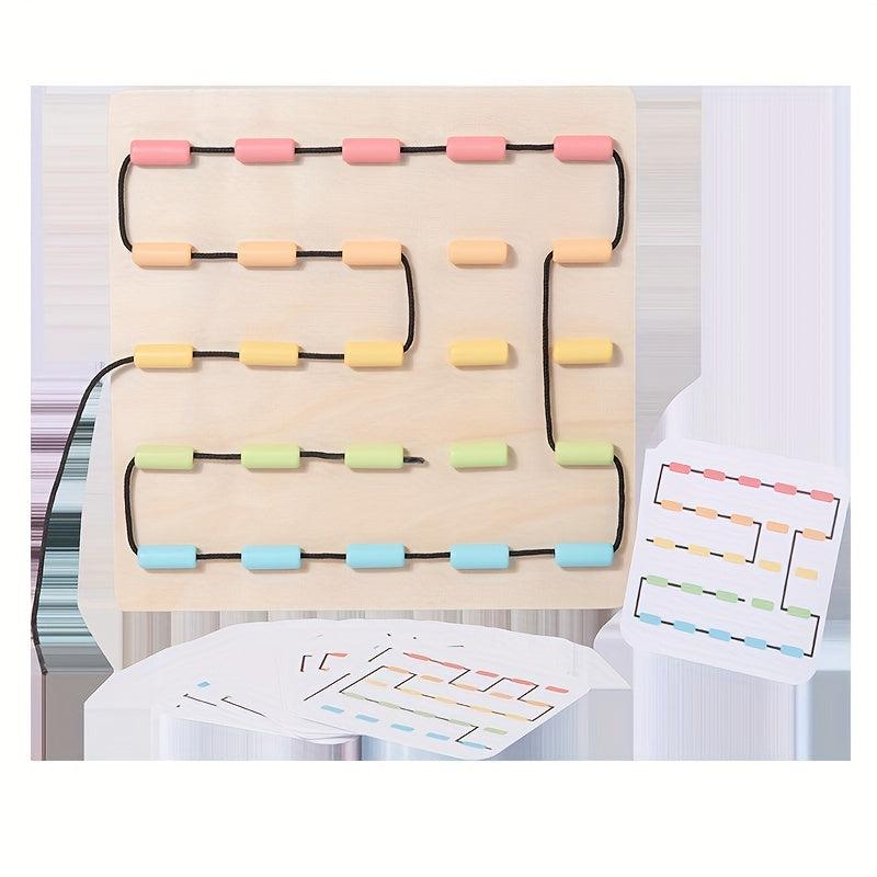 Wooden Rope Threading Game Hand eye Coordination Education Toy