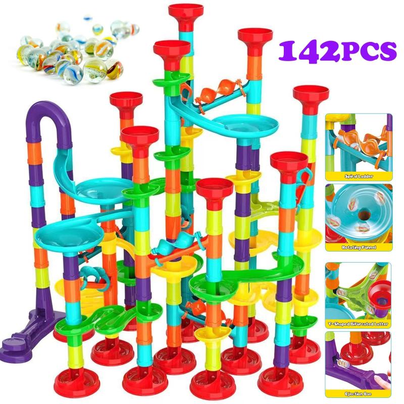 142Pcs Marble Run Track Toys Building Blocks Games Christmas Gift
