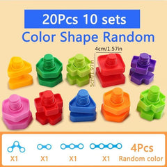 20Pcs 10sets Nut Shaped Screw Building Blocks Kids Toys Educational Montessori