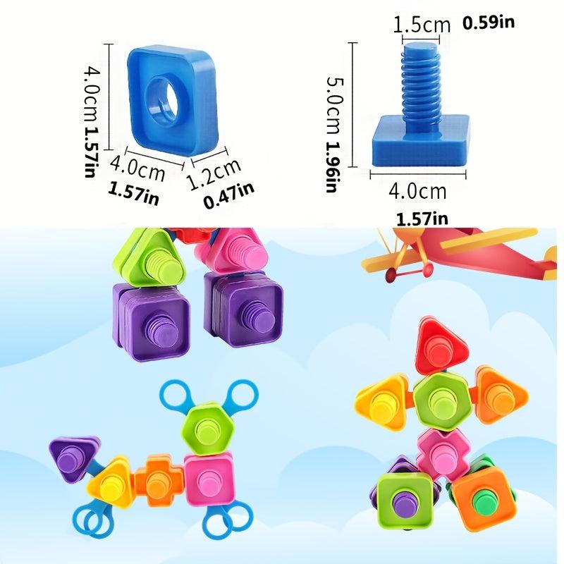 20Pcs 10sets Nut Shaped Screw Building Blocks Kids Toys Educational Montessori