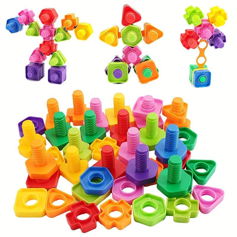20Pcs 10sets Nut Shaped Screw Building Blocks Kids Toys Educational Montessori