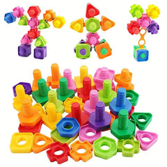 20Pcs 10sets Nut Shaped Screw Building Blocks Kids Toys Educational Montessori