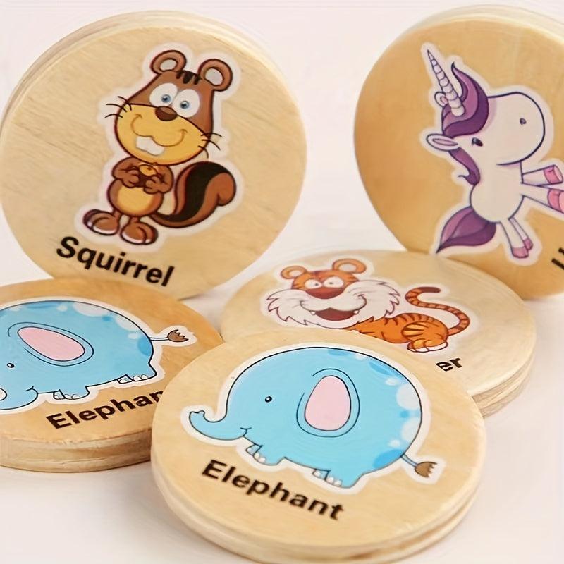 Wooden Puzzle Cartoon Chess Toy for Early Education