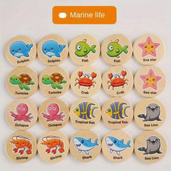 Wooden Puzzle Cartoon Chess Toy for Early Education