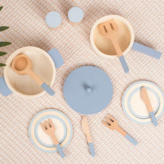 Kids Wooden Mini Kitchen Pots & Pans Frying Toys