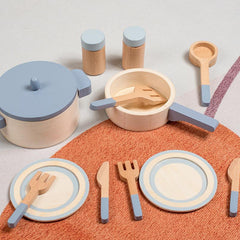 Kids Wooden Mini Kitchen Pots & Pans Frying Toys