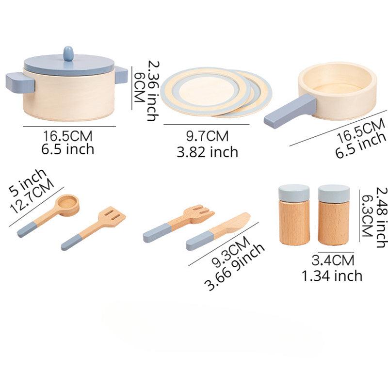 Kids Wooden Mini Kitchen Pots & Pans Frying Toys