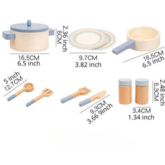 Kids Wooden Mini Kitchen Pots & Pans Frying Toys