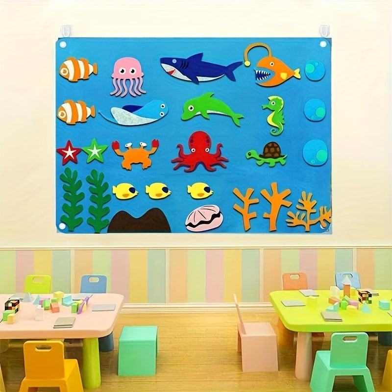 Felt Wall Sticker Children's Toys DIY Pendant Animal Paradise Ocean Farm