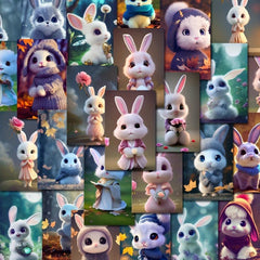 54pcs Little Rabbit Series Sticker Bags PVC
