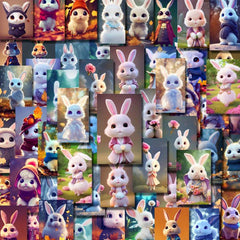 54pcs Little Rabbit Series Sticker Bags PVC
