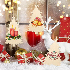 10pcs Wooden Christmas Tree Ornaments DIY Blank Unfinished Wood Ornament