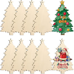 10pcs Wooden Christmas Tree Ornaments DIY Blank Unfinished Wood Ornament