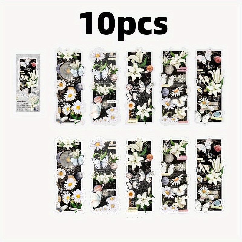 10pcs Butterfly Flower Adhesive Stickers DIY Decor Journals Scrapbooking