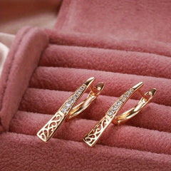 Golden Zircon Wedding Drop Earrings