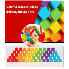 30 Cube Wooden Building Blocks Square Wooden Toys Baby Shape Learning Toys