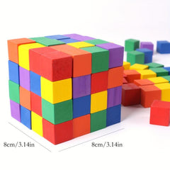 30 Cube Wooden Building Blocks Square Wooden Toys Baby Shape Learning Toys