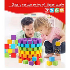 30 Cube Wooden Building Blocks Square Wooden Toys Baby Shape Learning Toys