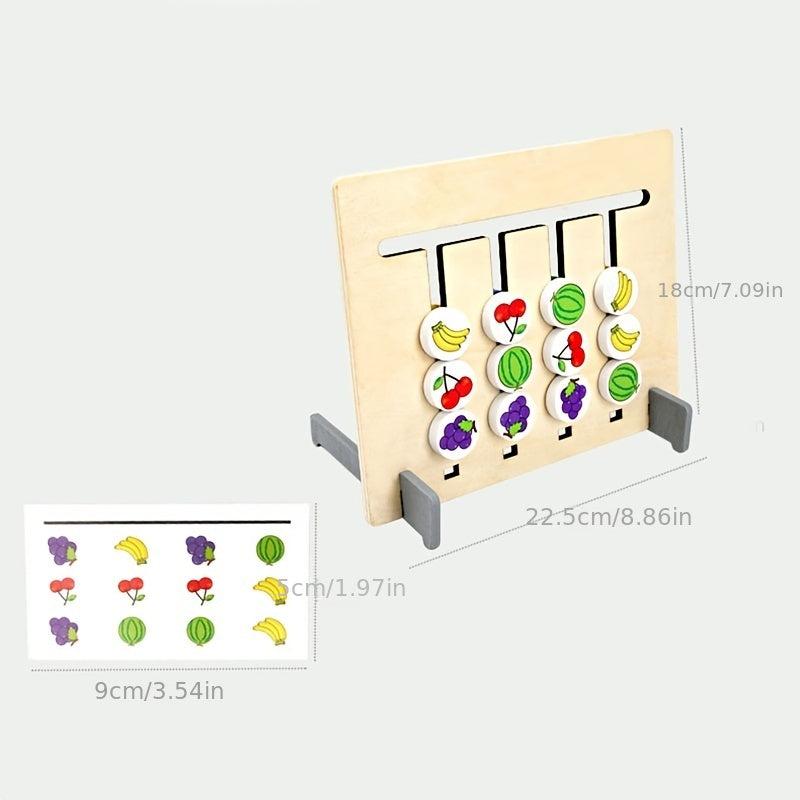 Wooden Educational Toys For Kids - Fruit Double Sided Puzzle Games