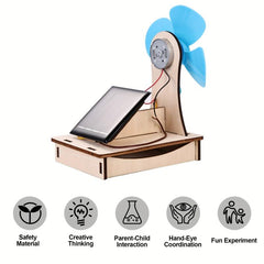 Mini Solar Windmill Toy Turbine Model Solar Powered Windmills DIY Wooden Science
