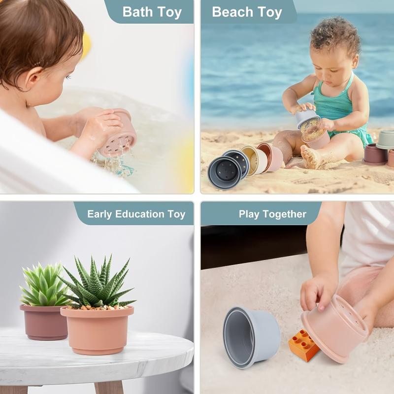 8 Nesting Cups Pool Bathtub Toys for Babies Educational Development