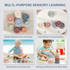 8 Nesting Cups Pool Bathtub Toys for Babies Educational Development
