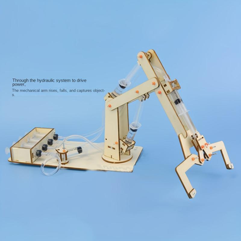 Wooden Hydraulic Mechanical Arm DIY Kit for Junior High School