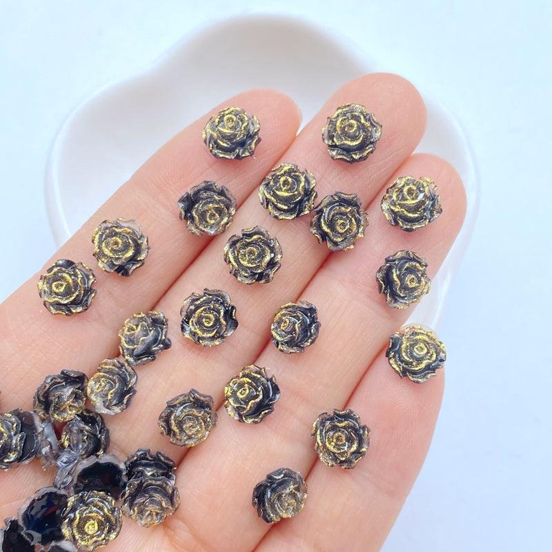 10pcs Mini Rose Resin Nail Art Decorations