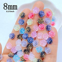 10pcs Mini Rose Resin Nail Art Decorations